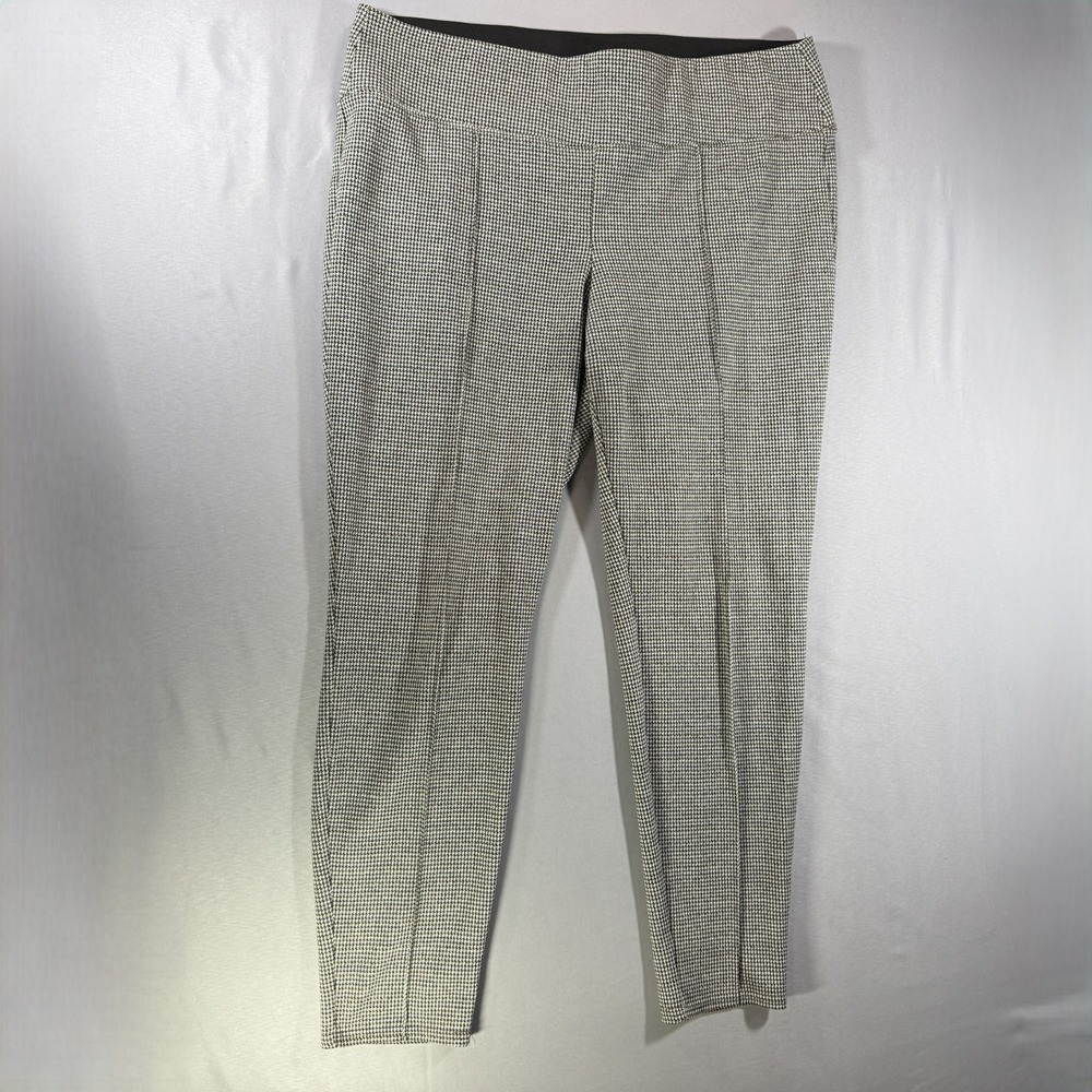Nine West Womens XL Houndstooth Tapered Leggings Pull On Pintuck Seam Pants
